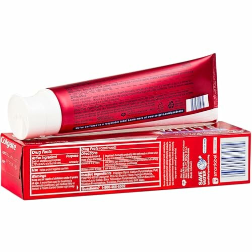 Colgate Optic White toothpaste tube and box with product details